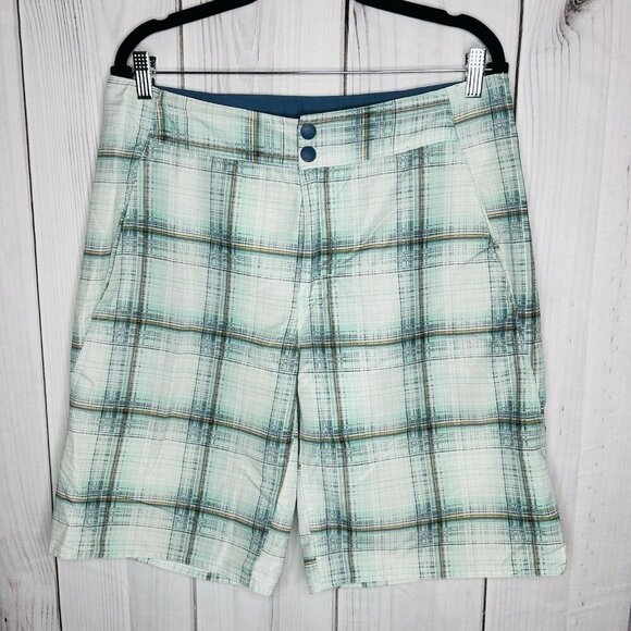 Columbia Swim Trunks Mens Sz 34 x 11 Board Shorts Bathing Suit Omni Shade Plaid - Picture 1 of 8